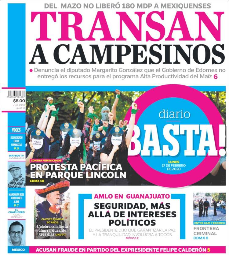 Portada de Diario Basta (México)