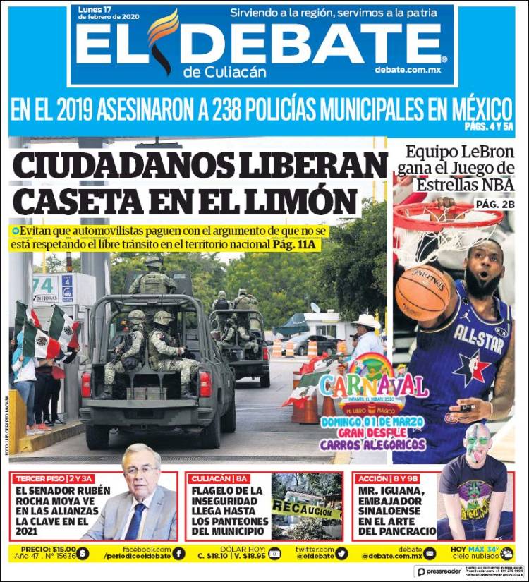 Portada de El Debate de Culiacán (México)