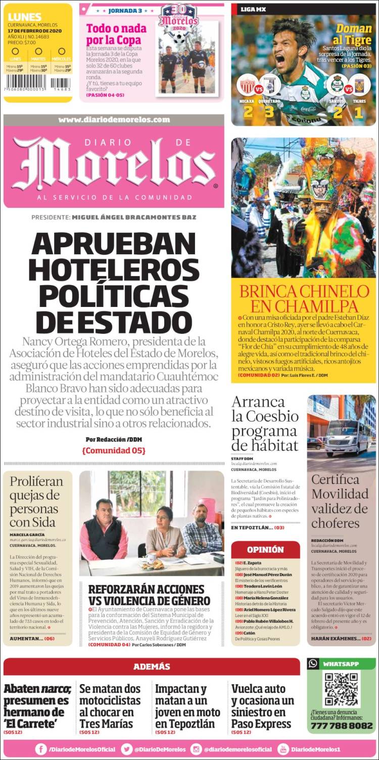 Portada de Diario de Morelos (Mexico)