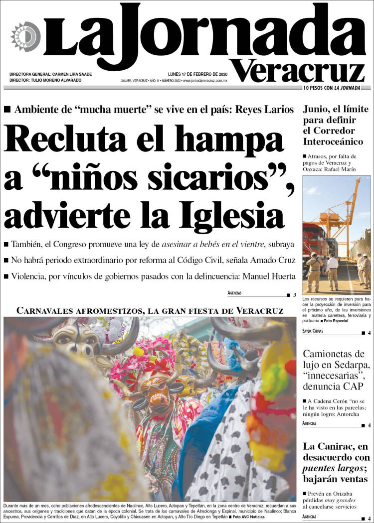 Portada de La Jornada Veracruz (México)