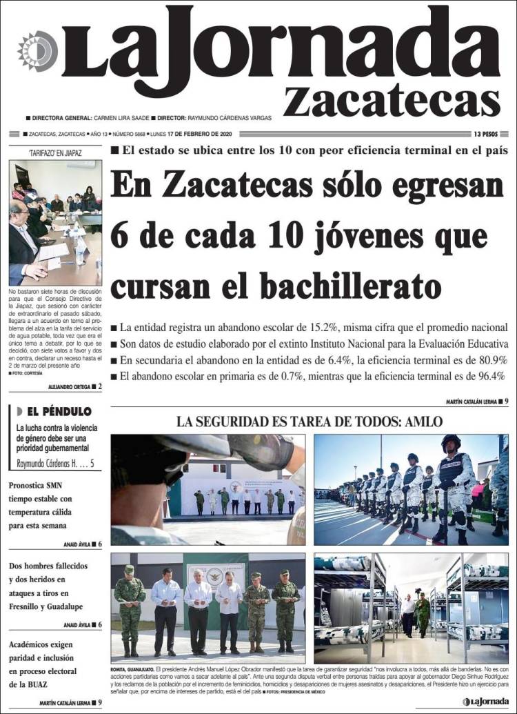 Portada de Jornada de Zacatecas (México)