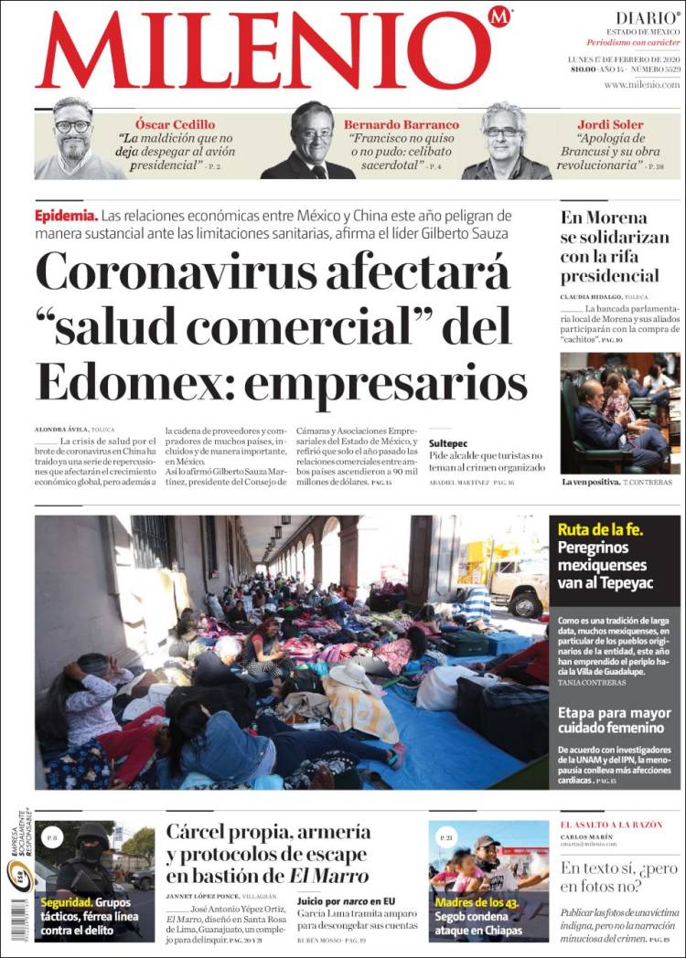 Portada de Milenio - Estado de México (México)