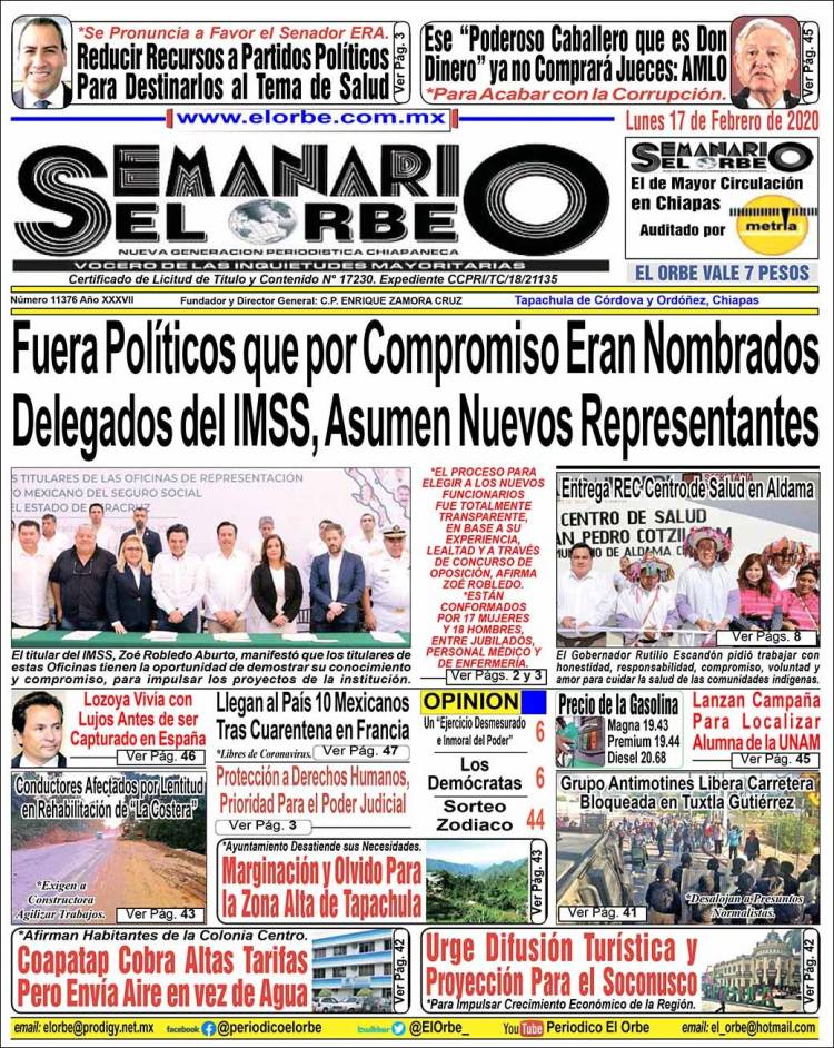 Portada de El Orbe (México)