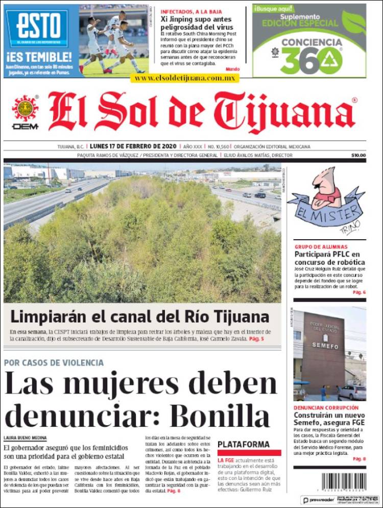 Portada de El Sol de Tijuana (México)