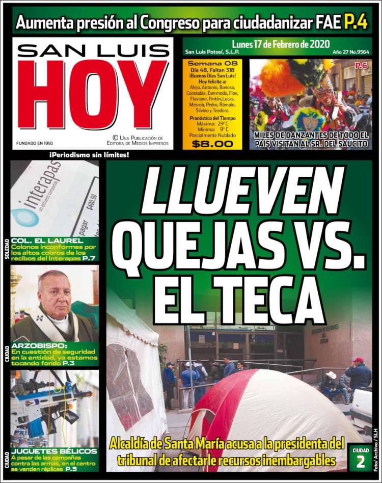 Portada de San Luis Hoy (Mexico)