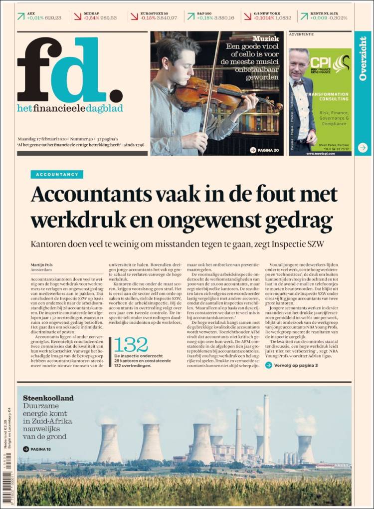 Portada de Het Financieele Dagblad (Pa&iacute;ses Bajos)
