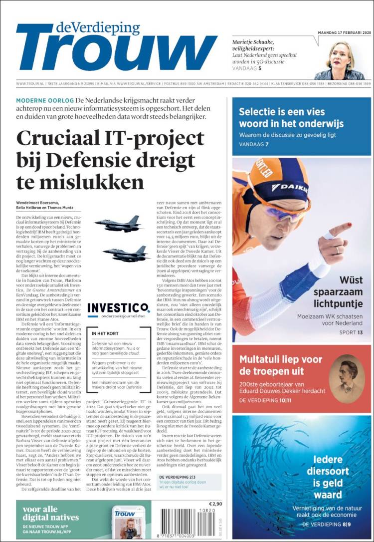 Portada de Trouw (Pa&iacute;ses Bajos)