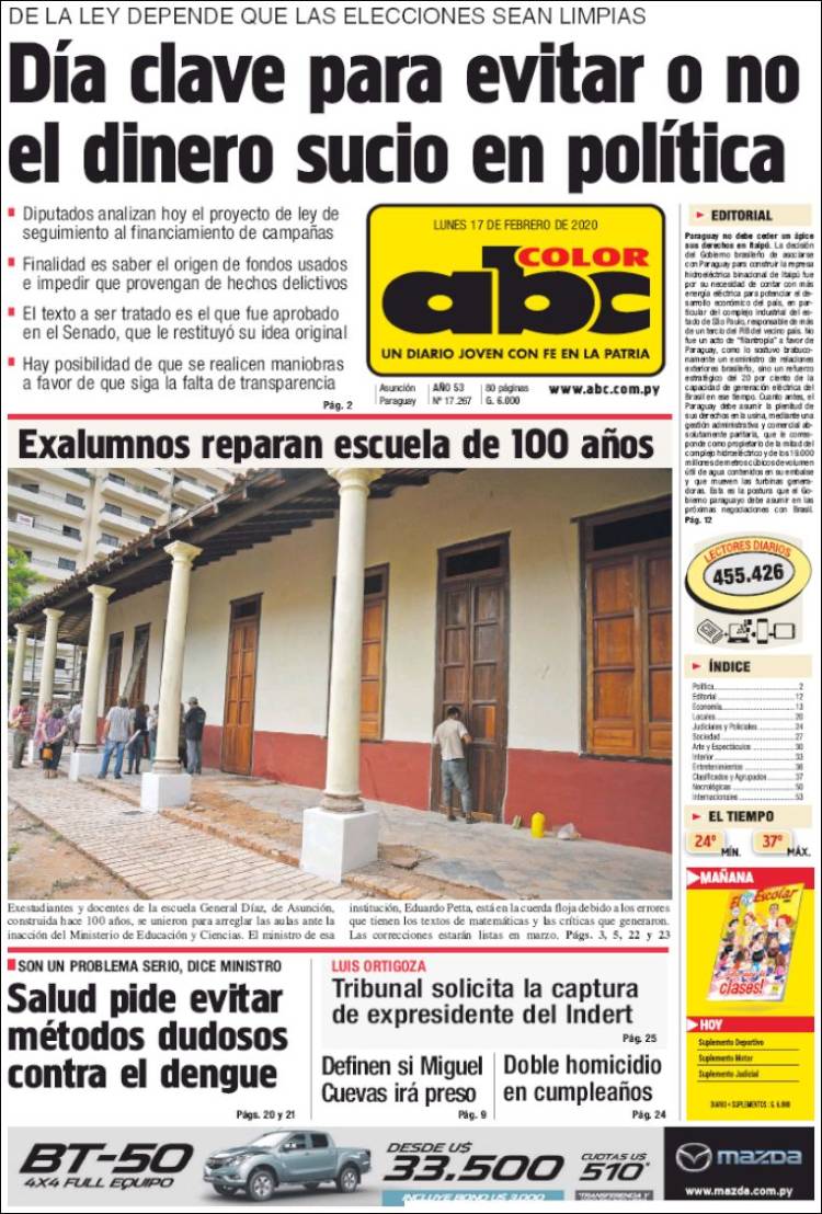 Portada de ABC Color (Paraguay)