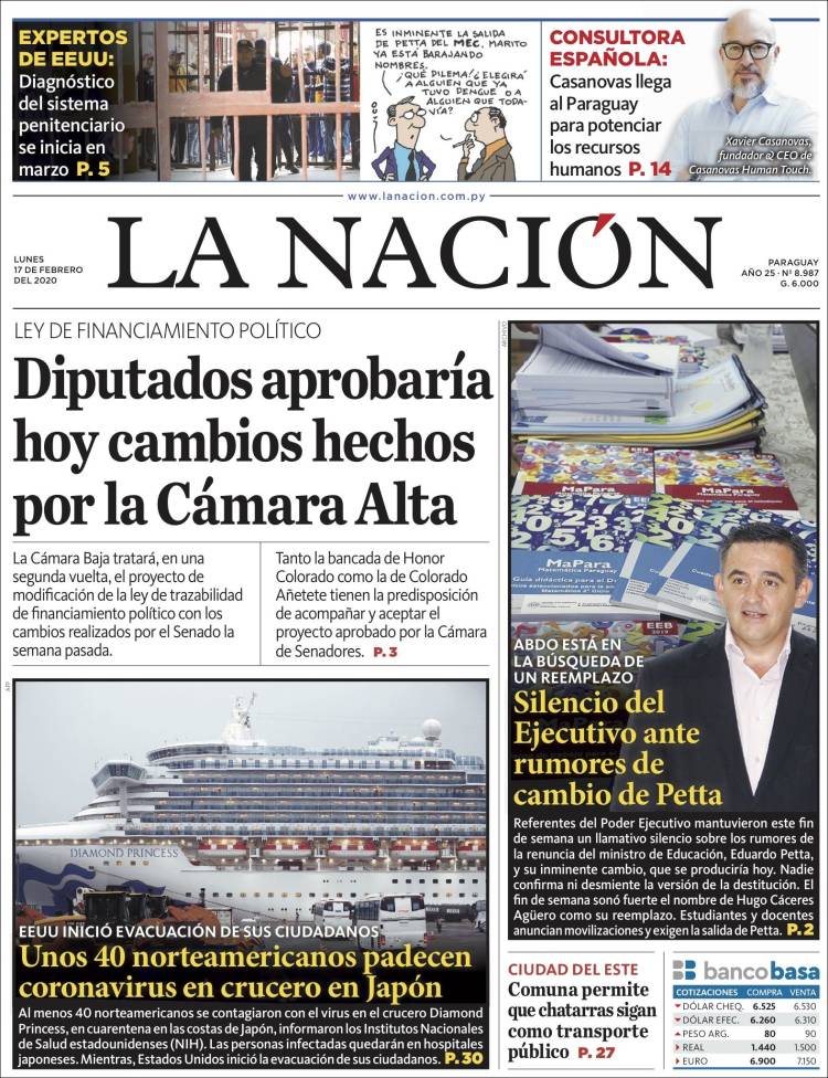 Portada de La Nación (Paraguay)