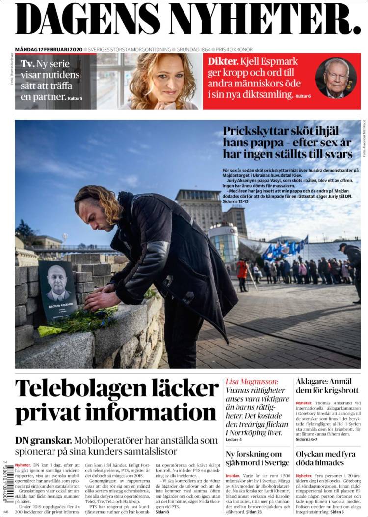 Portada de Dagens Nyheter (Suecia)