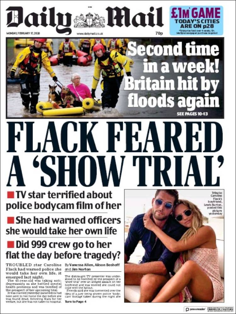 Portada de Daily Mail (Reino Unido)