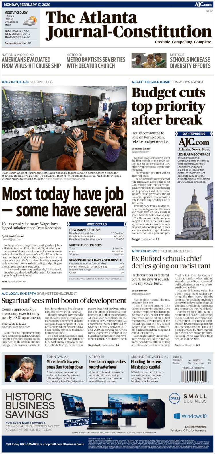 Portada de The Atlanta Journal-Constitution (USA)