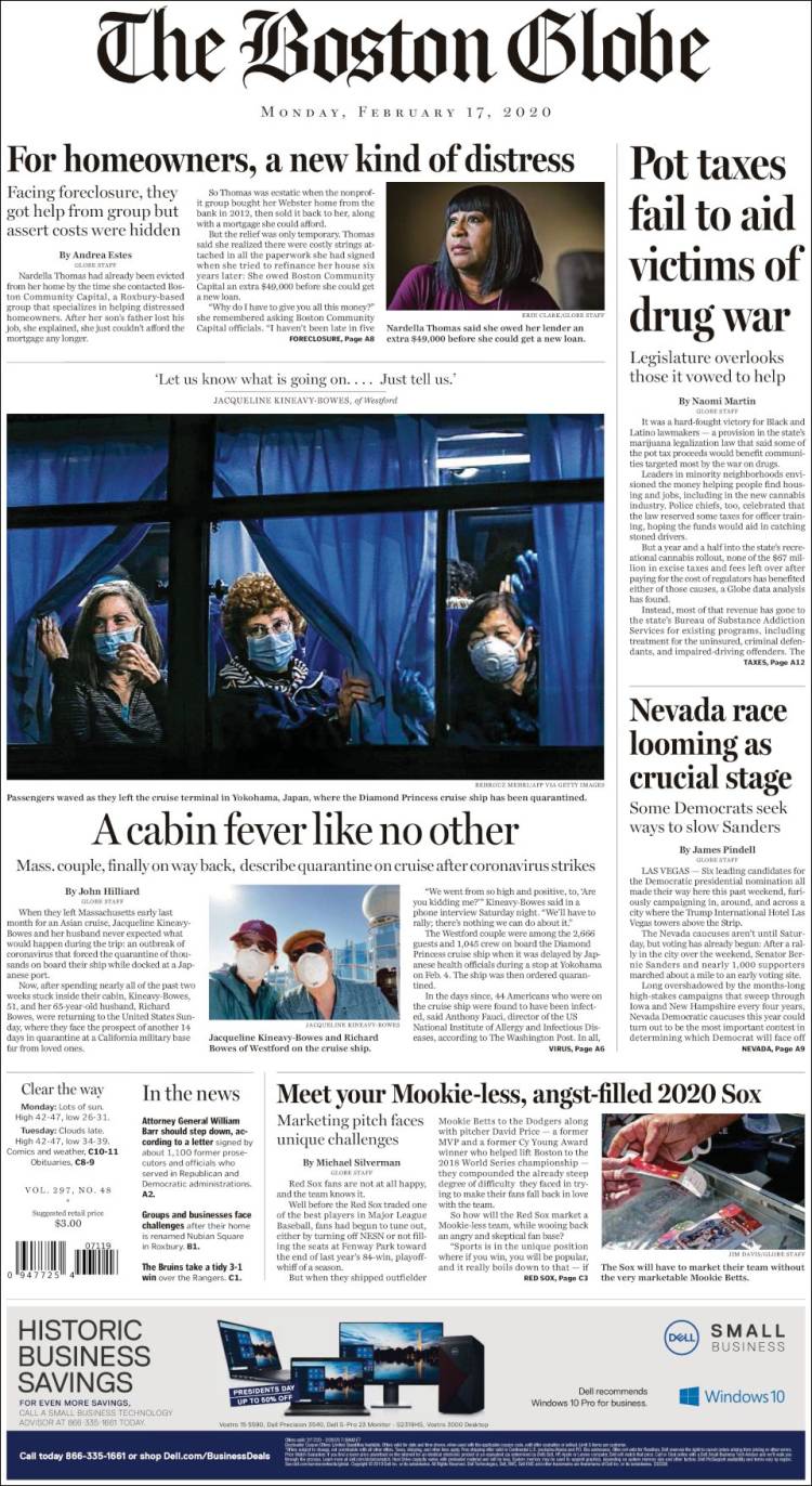 Portada de Boston Globe (USA)