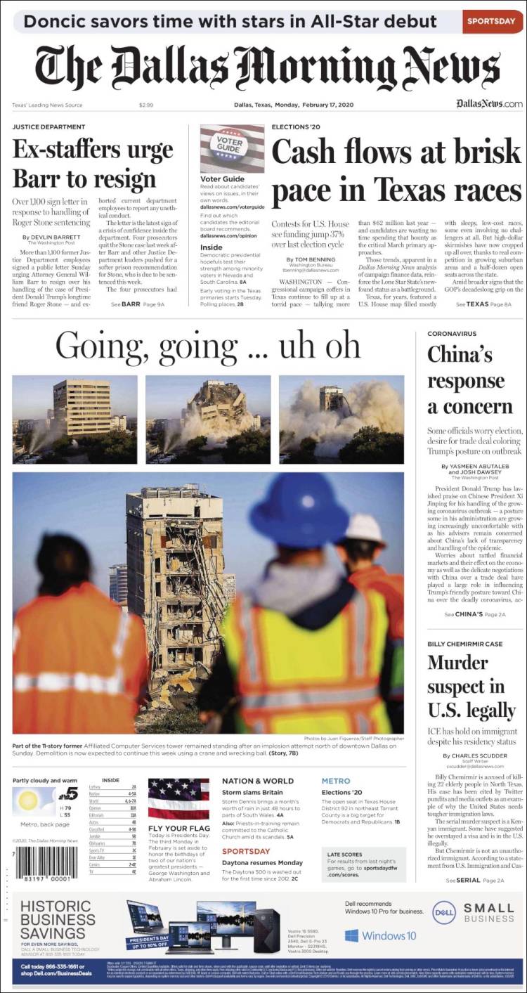 Portada de Dallas Morning News (USA)