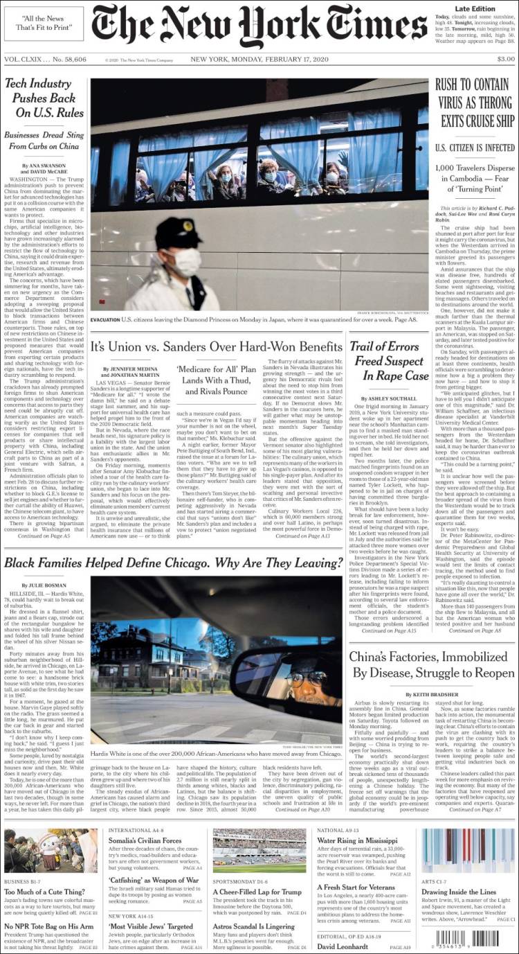 Portada de New York Times (USA)