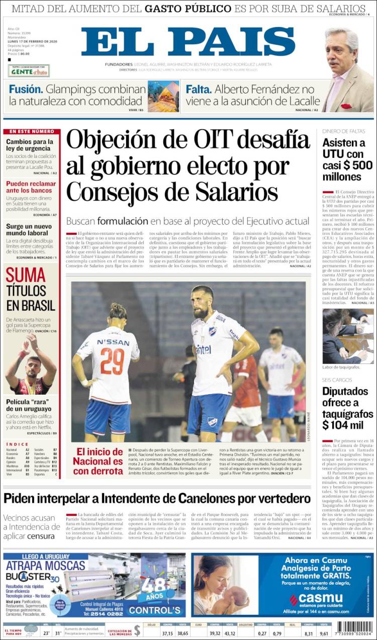 Portada de El País (Uruguay)