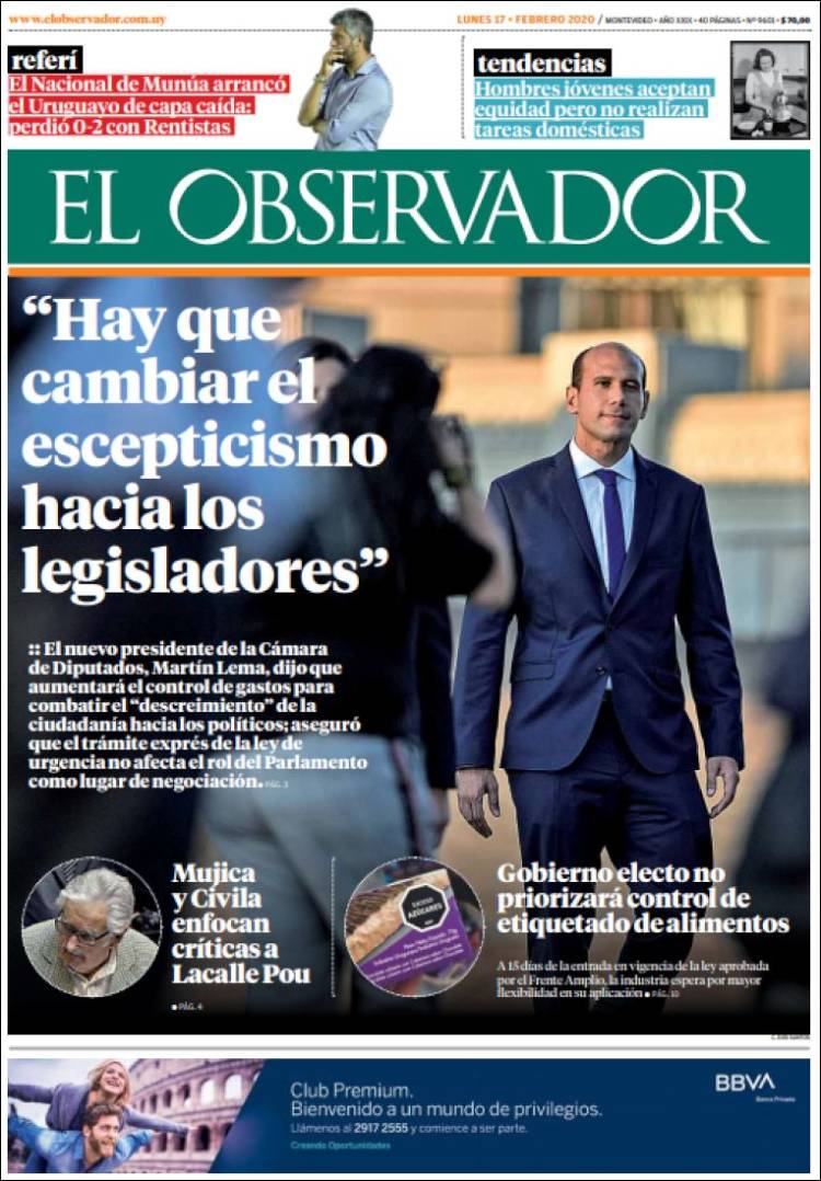 Portada de El Observador (Uruguay)