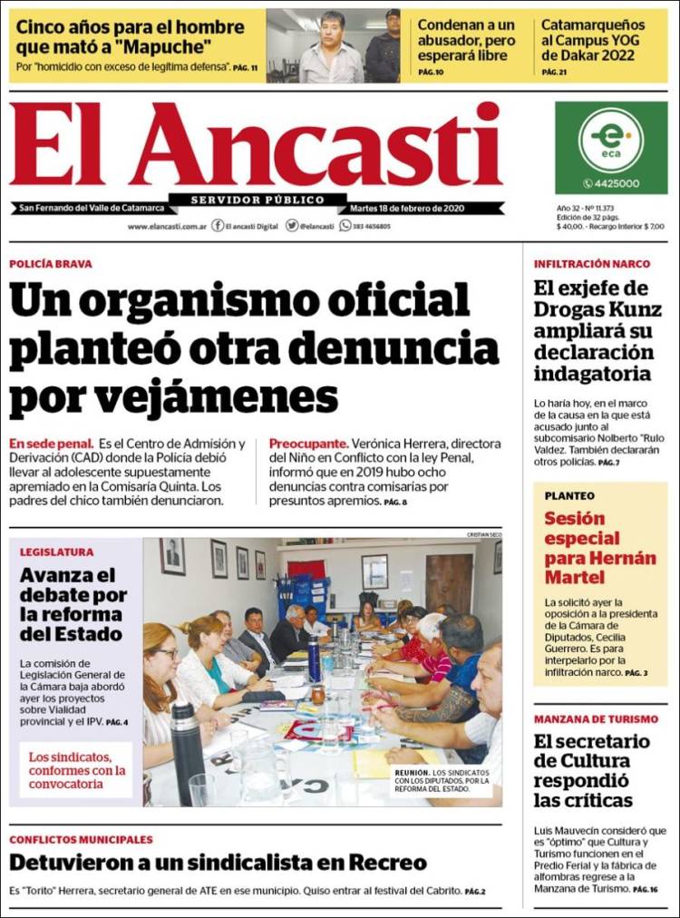Portada de El Ancasti (Argentina)