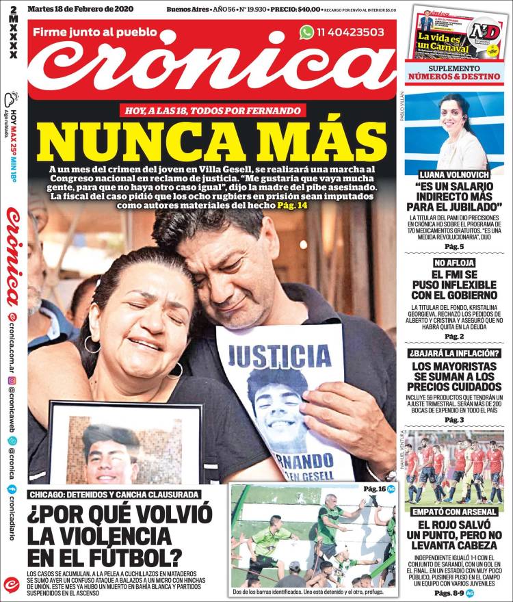 Portada de Crónica (Argentina)