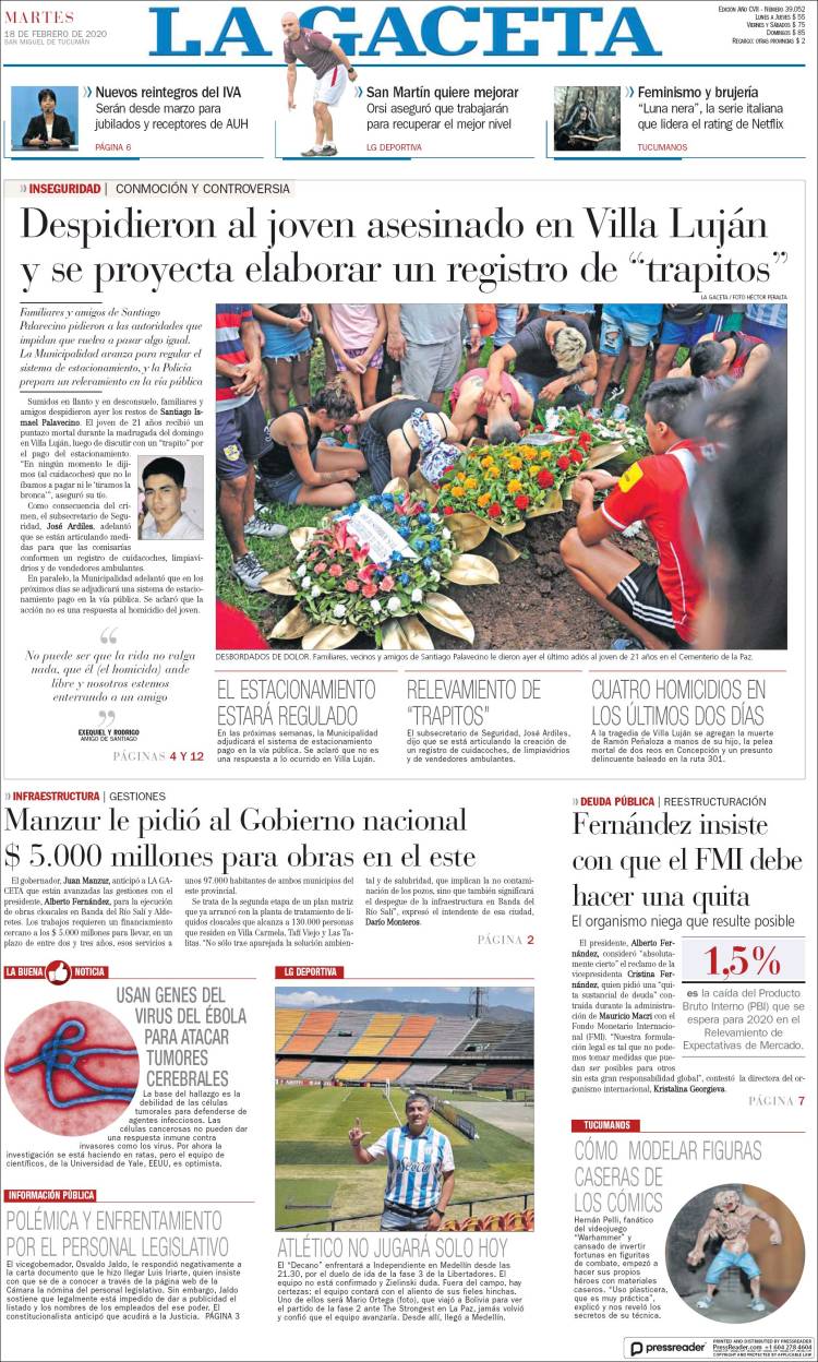 Portada de La Gaceta (Argentina)