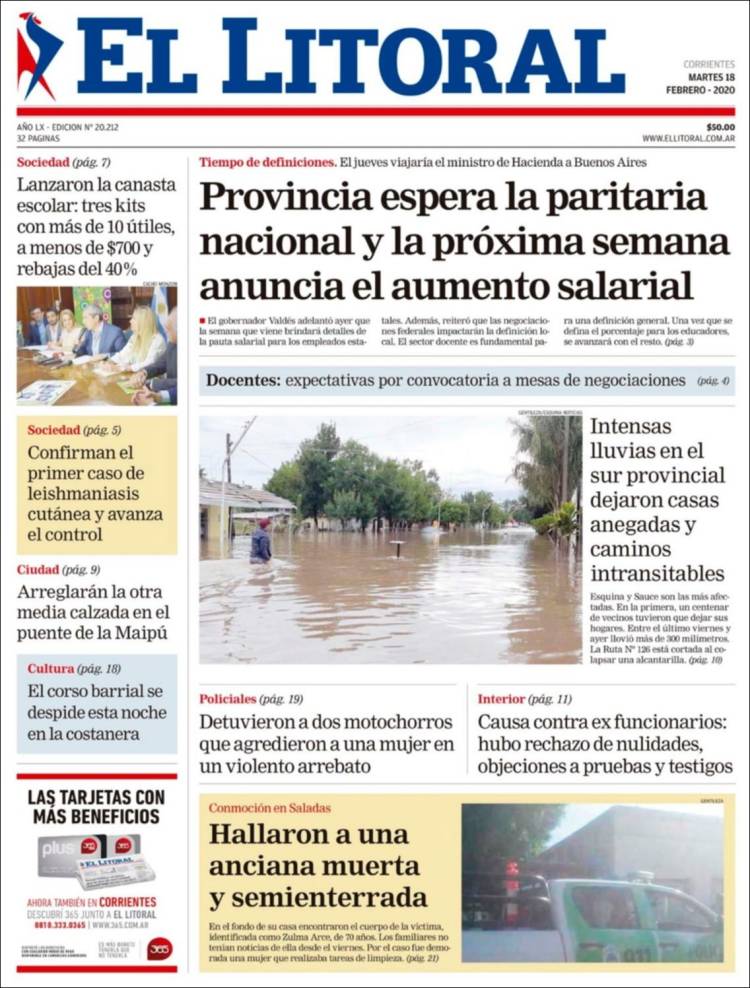 Portada de El Litoral Corrientes (Argentina)