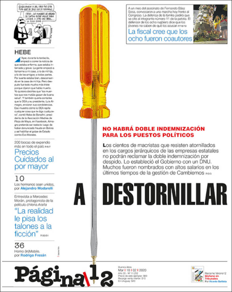 Portada de Página/12 (Argentina)
