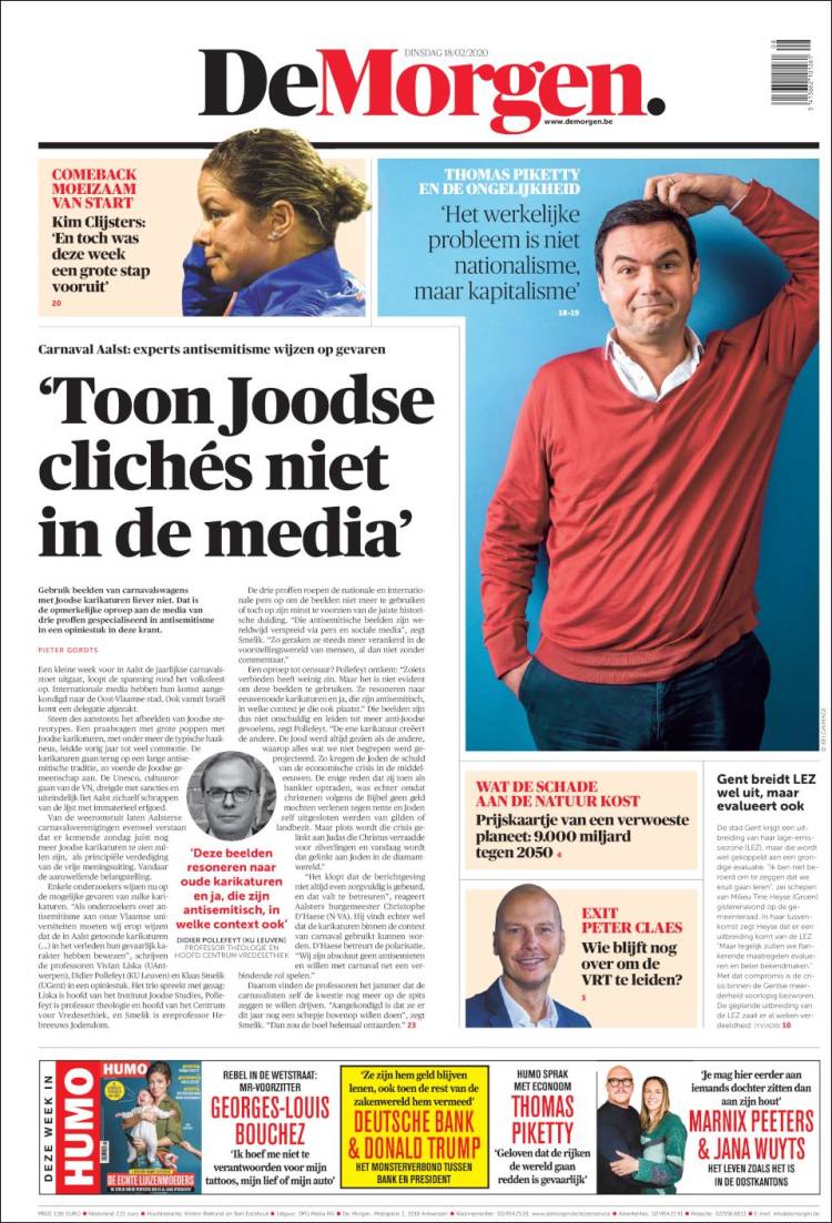 Portada de De Morgen (B&eacute;lgica)
