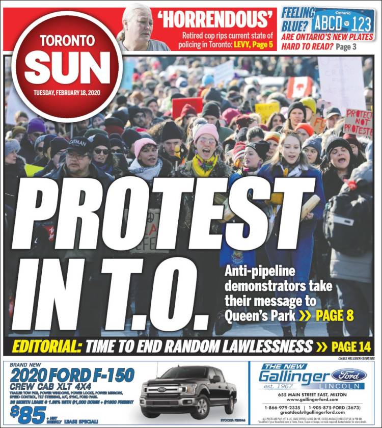 Portada de The Toronto Sun (Canada)