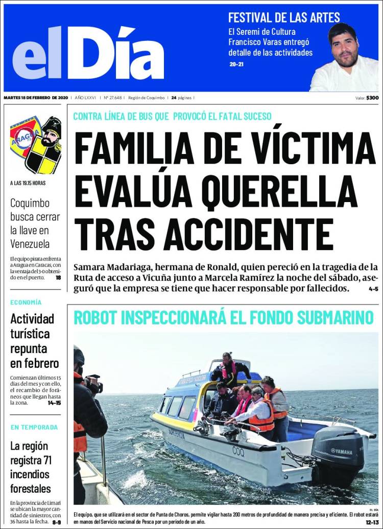 Portada de El Día (Chile)