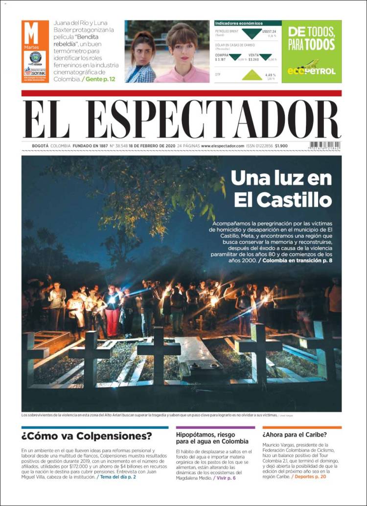 Portada de El Espectador (Colombia)