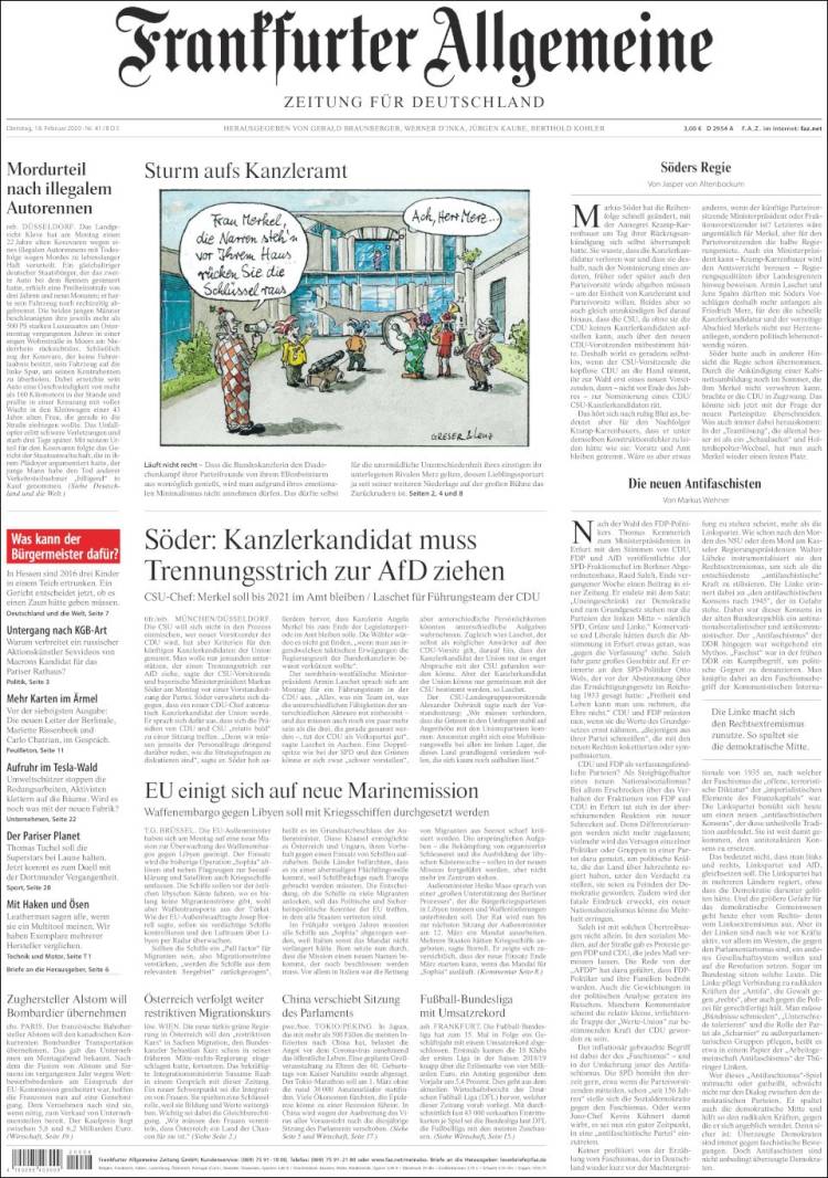 Portada de Frankfurter Allgemeine (Alemania)