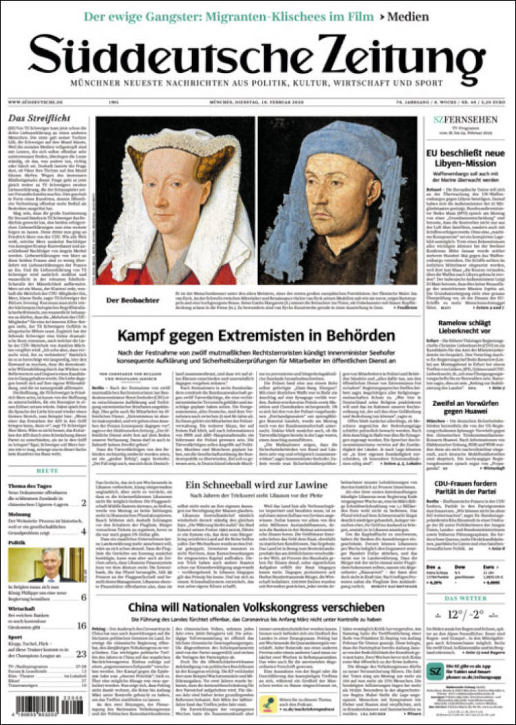 Portada de Sueddeutsche (Alemania)