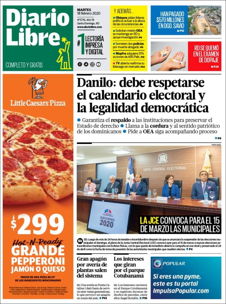 Portada de Diario Libre (R. Dominicana)