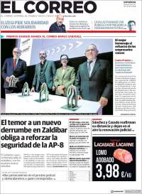 Portada de El Correo - Guipuzcoa (España)