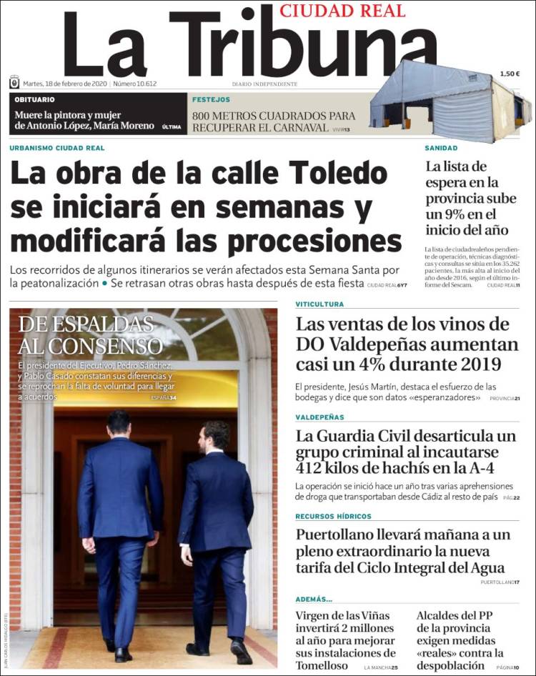 Portada de La Tribuna de Ciudad Real (España)