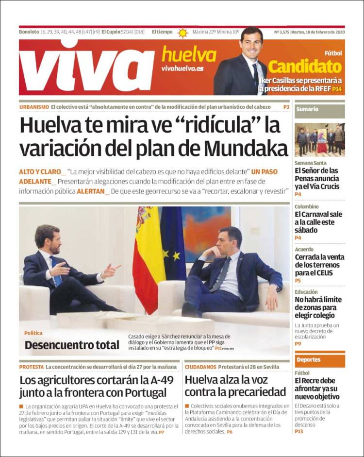 Portada de Viva Huelva (España)