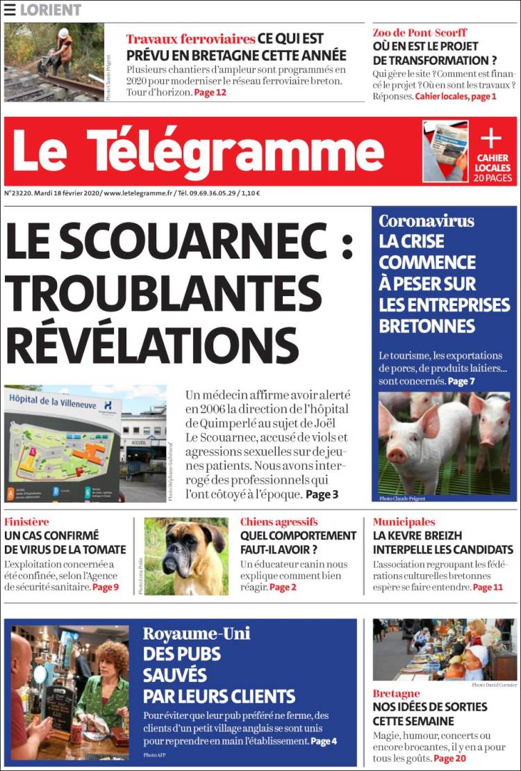 Portada de Télégramme (Francia)