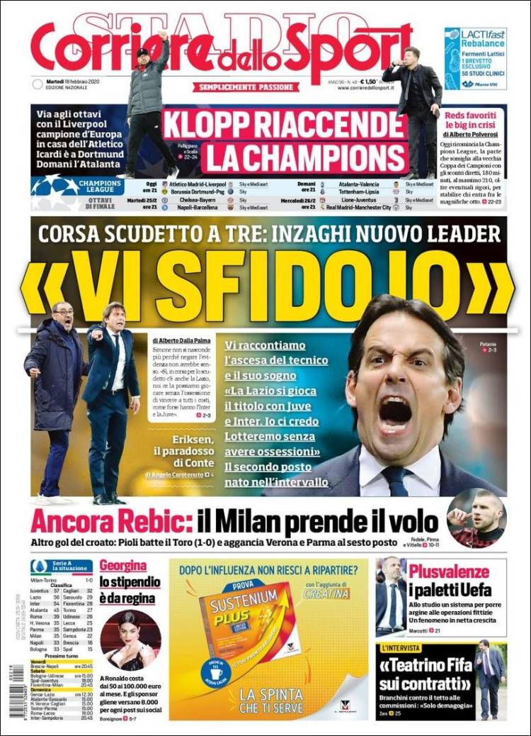 Portada de Corriere dello Sport (Italia)