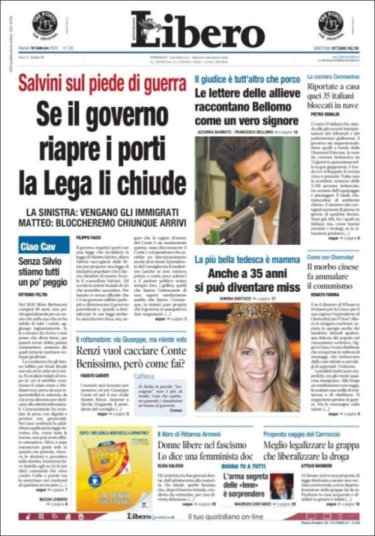 Portada de Libero (Italia)