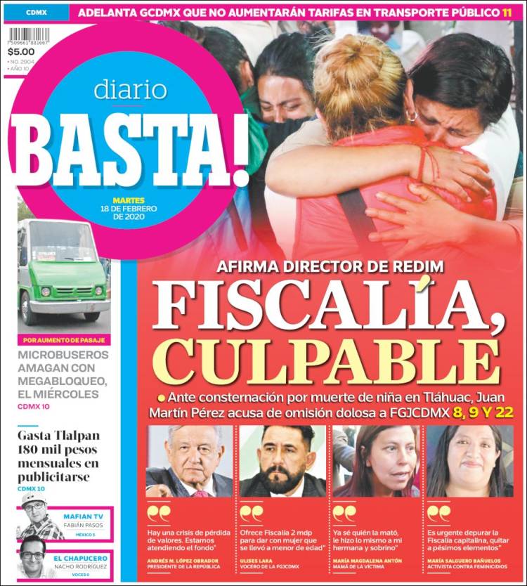 Portada de Diario Basta (México)