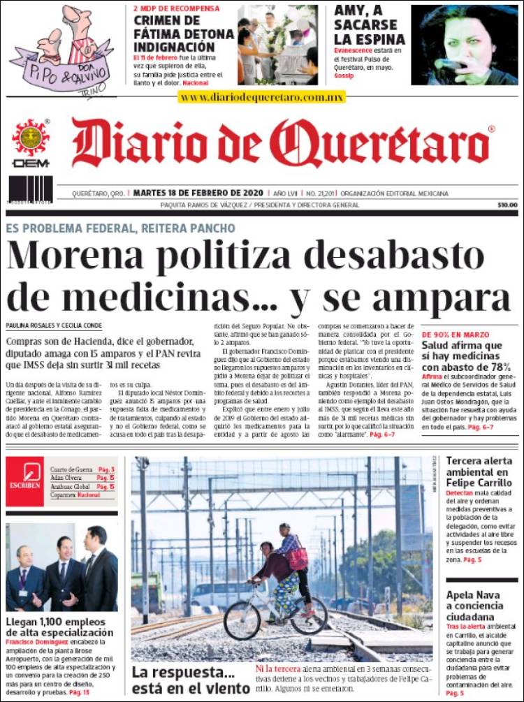 Portada de Diario de Querétaro (México)