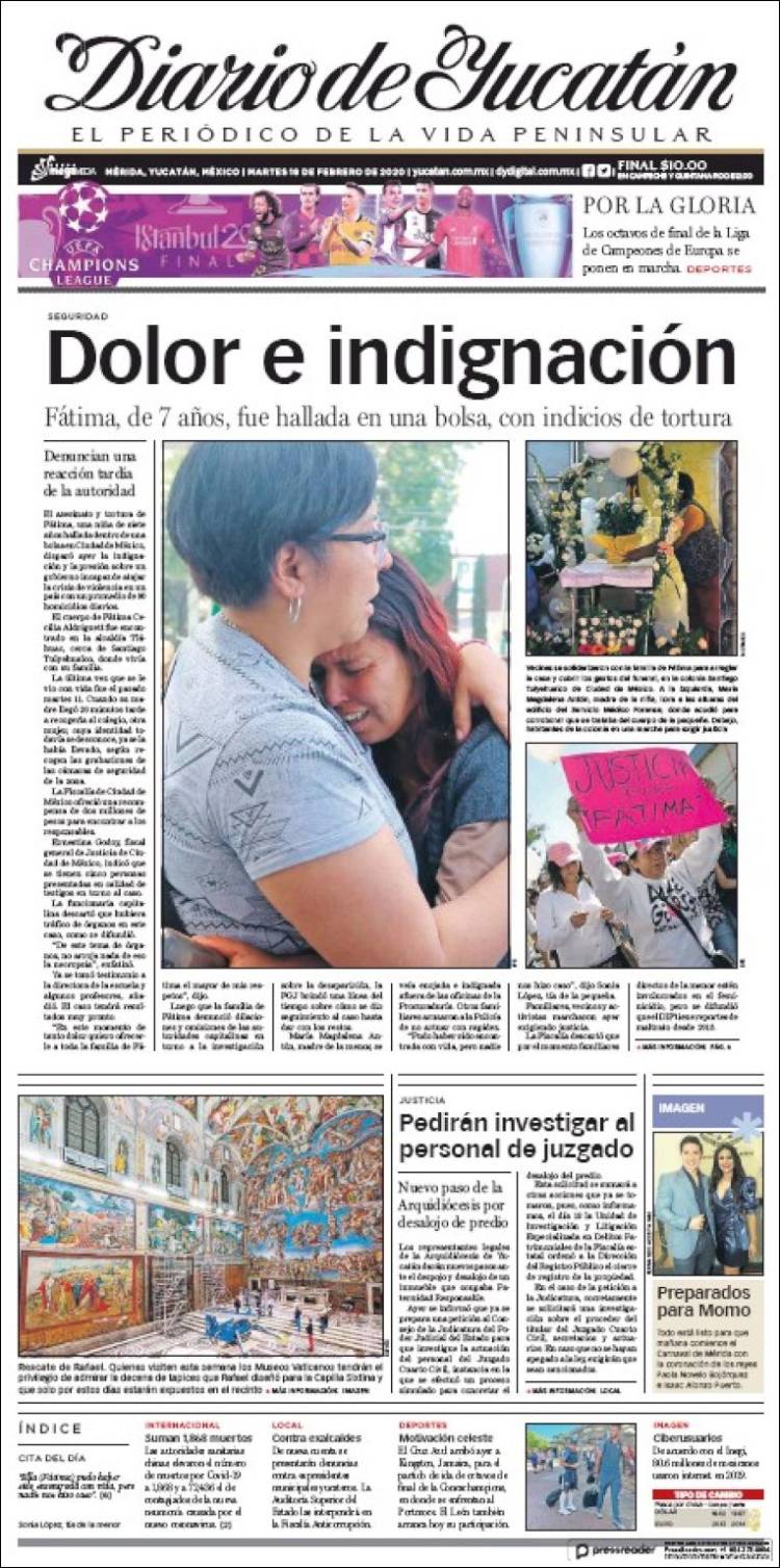 Portada de Diario de Yucatán (México)