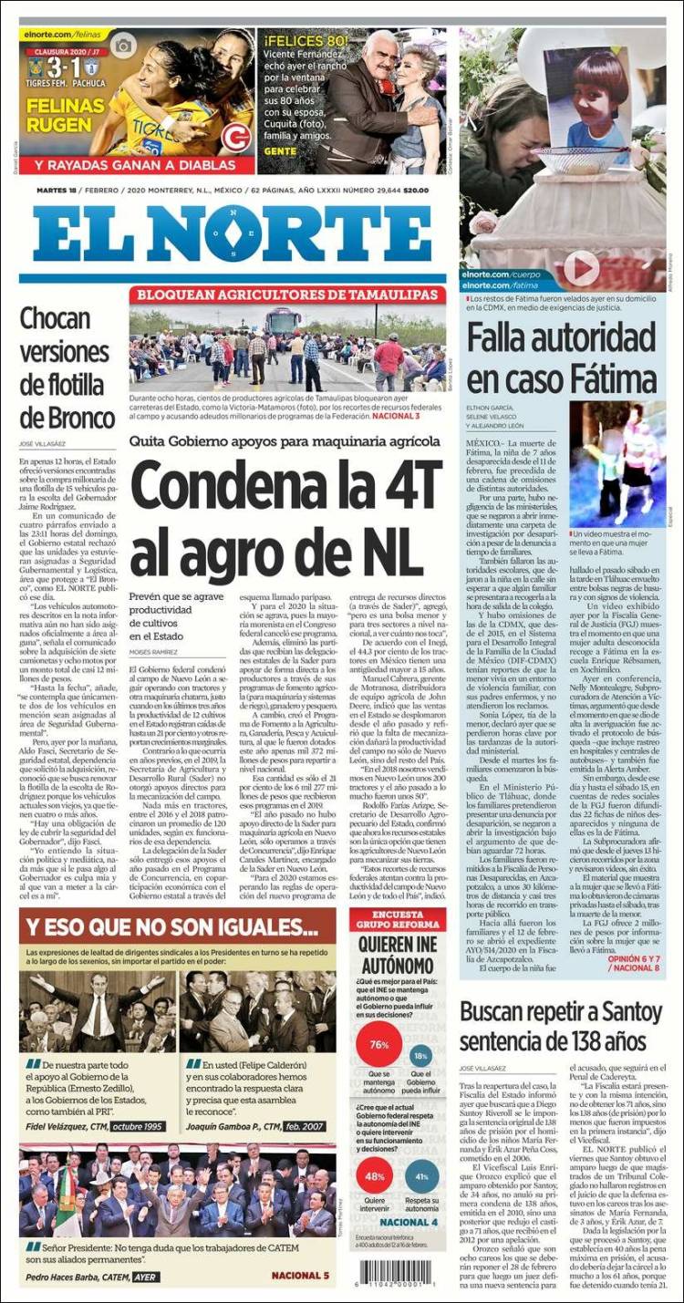 Portada de El Norte (México)