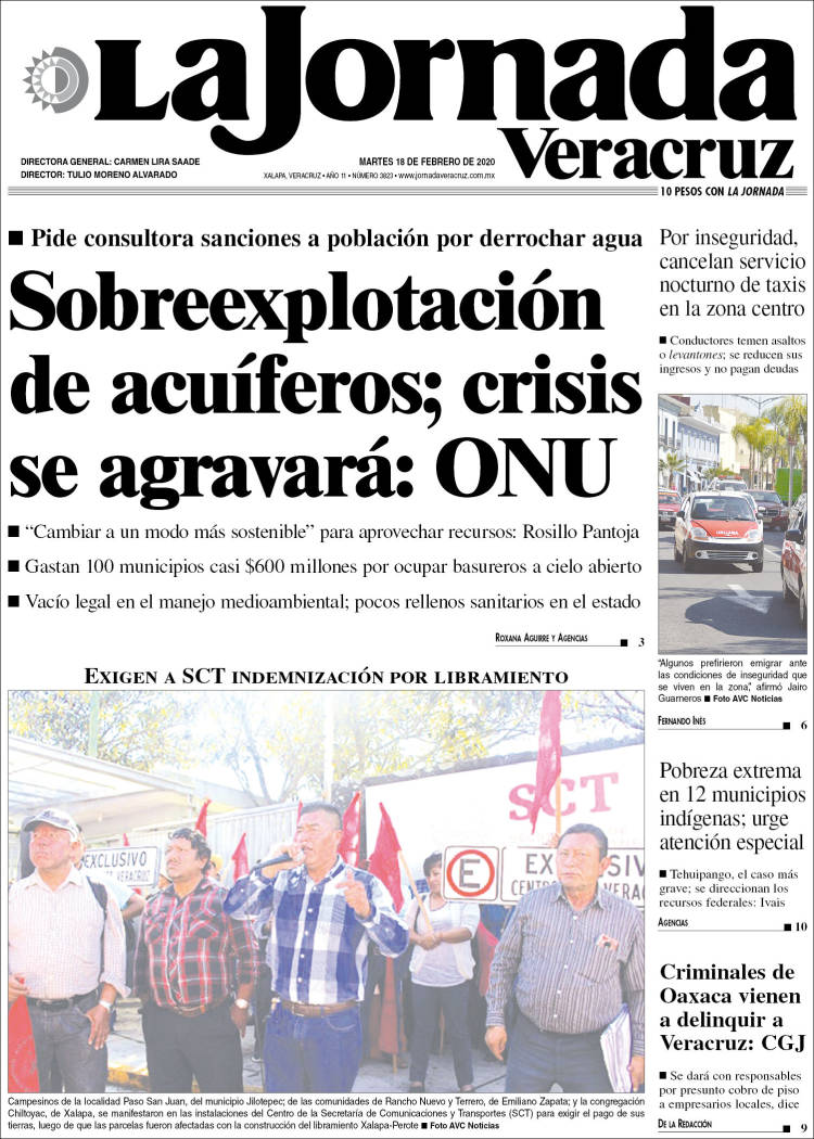 Portada de La Jornada Veracruz (México)