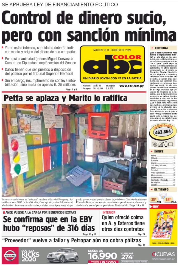 Portada de ABC Color (Paraguay)