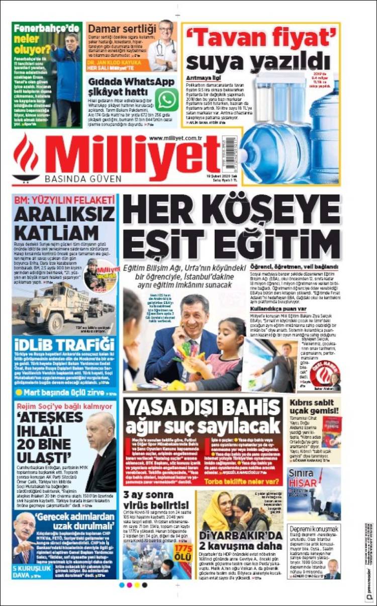 Portada de Milliyet (Turqu&iacute;a)