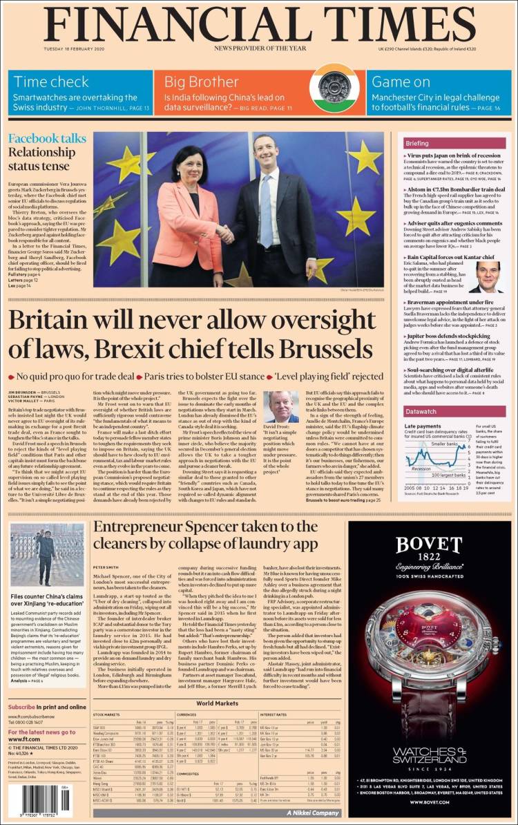 Portada de Financial Times (Reino Unido)