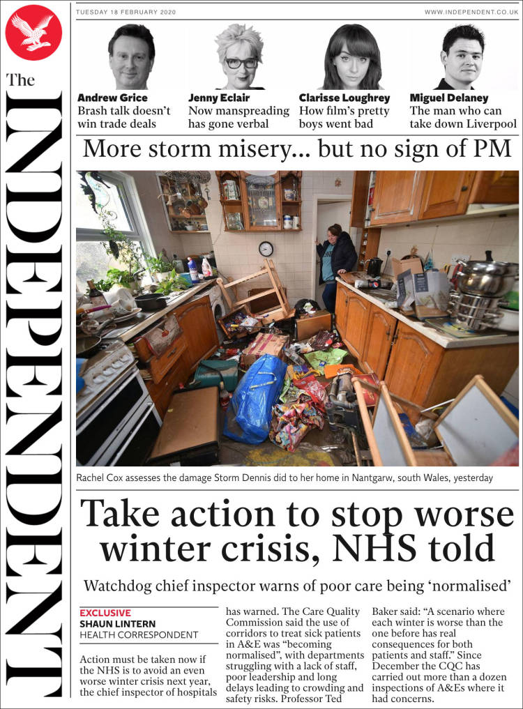 Portada de The Independent (Reino Unido)