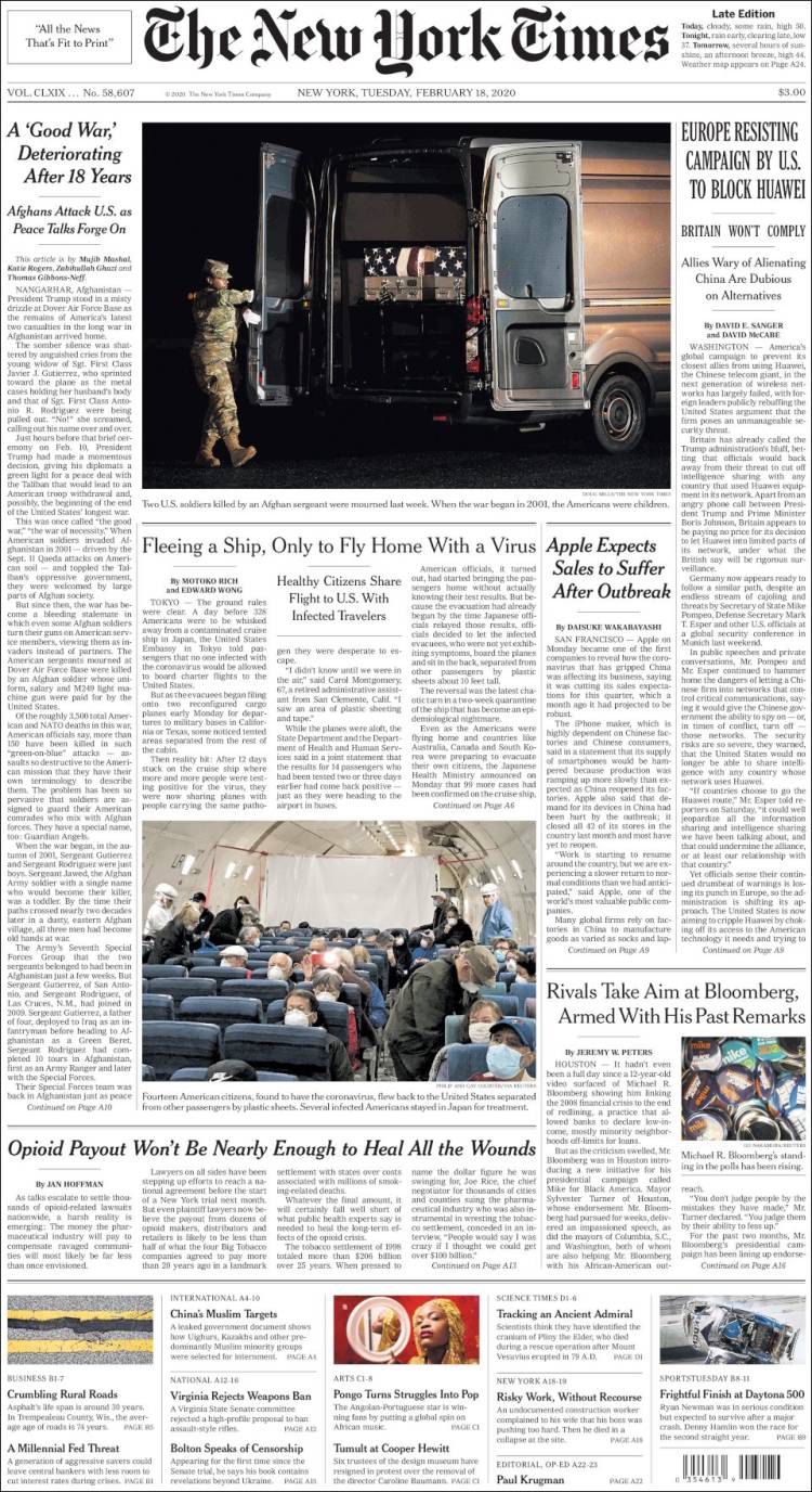 Portada de New York Times (USA)