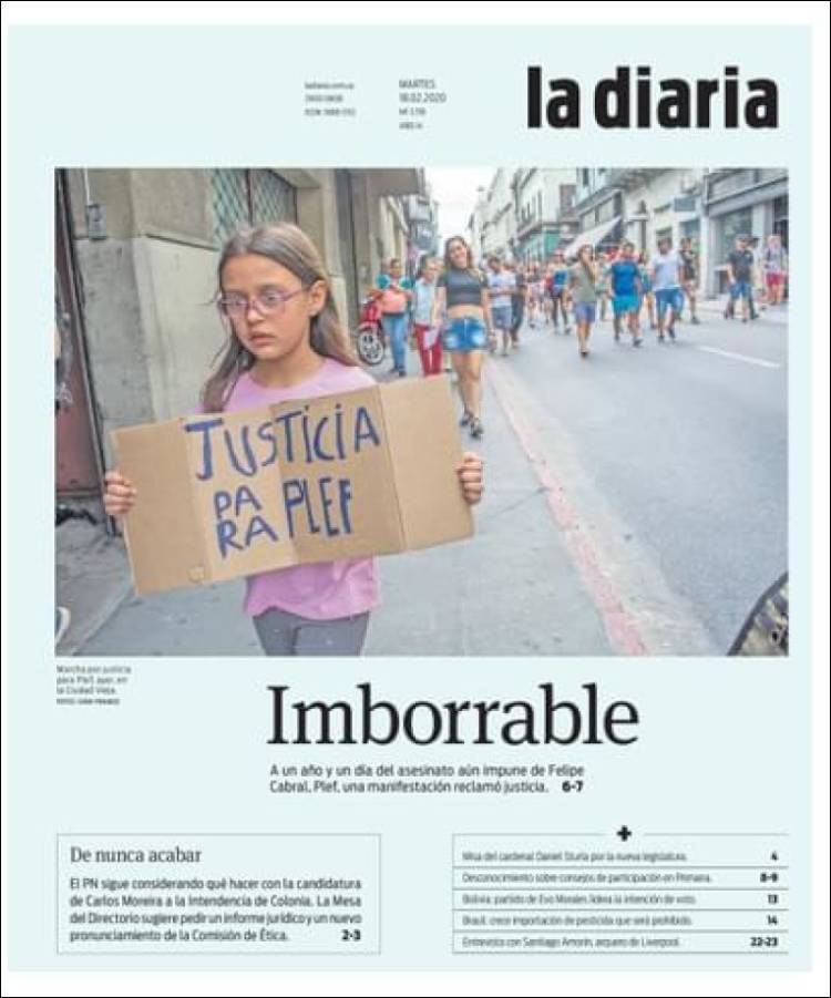 Portada de La Diaria (Uruguay)